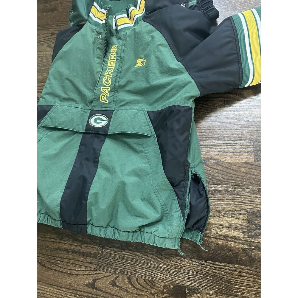 Starter Jacket Proline 90s Green Bay Packers ProLine 1/2 Zip Hood Size XL - Picture 9 of 10